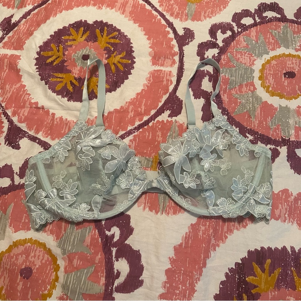 Victoria’s Secret blue floral demi-cup bra
